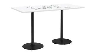 Whiteboard Tables KFI Seating 8ft W x 42in D Rectangle Pedestal Table with Whiteboard Top & 41in H Round Base