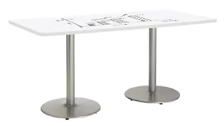 Whiteboard Tables KFI Seating 8ft W x 42in D Rectangle Pedestal Table with Whiteboard Top & 29in H Round Base