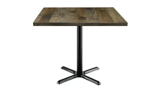 Cafeteria Tables KFI Seating 42in Square Vintage Wood Top Table