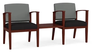 Lobby & Guest Chairs - Wood Lesro 2 Chairs with Connecting Center Table, Upholstered Seat, Upholstered Back