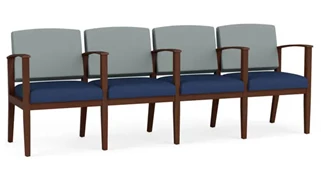 Lobby & Guest Chairs - Wood Lesro 4 Seats with Center Arms, Upholstered Seat, Upholstered Back