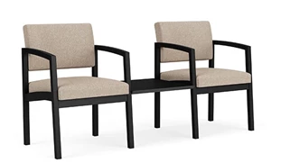 Lobby & Guest Chairs - Metal Lesro Lenox Steel 2 Seat with Center Table - Vinyl and Fabric Upholstery