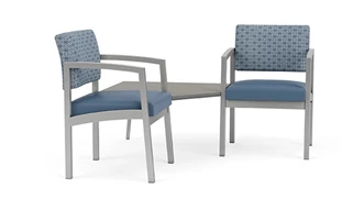 Lobby & Guest Chairs - Metal Lesro Lenox Steel 2 Seat with Corner Table Chair - Designer Combo Upholstery