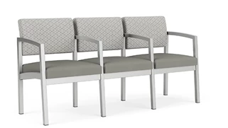 Lobby & Guest Chairs - Metal Lesro Lenox Steel 3 Seat with Center Arms Chair - Designer Combo Upholstery
