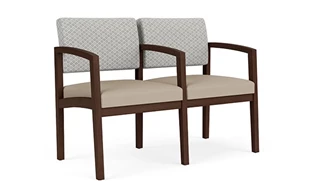 Lobby & Guest Chairs - Wood Lesro Lenox Wood 2 Seats with Center Arm - Designer Combo Upholstery