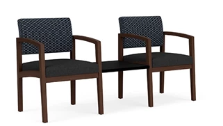 Lobby & Guest Chairs - Wood Lesro Lenox Wood 2 Chairs with Center Black Table - Designer Combo Upholstery
