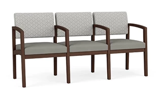 Lobby & Guest Chairs - Wood Lesro Lenox Wood 3 Seat with Center Arms - Designer Combo Upholstery