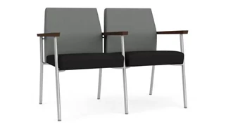Lobby & Guest Chairs - Metal Lesro 2 Seats with Center Arm, Upholstered Seat, Upholstered Back