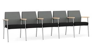 Lobby & Guest Chairs - Metal Lesro 5 Seats with Center Arms, Upholstered Seat, Upholstered Back