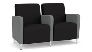 Lobby & Guest Chairs - Metal Lesro 2 Seats with Center Arm, Upholstered Seat, Back and Arms