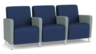 Lobby & Guest Chairs - Metal Lesro 3 Seats with Center Arms, Upholstered Seat, Back and Arms