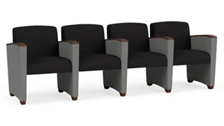 Lobby & Guest Chairs - Wood Lesro 4 Seats with Center Arms, Upholstered Seat, Back and Arms