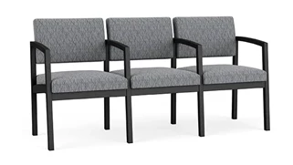 Lobby & Guest Chairs - Metal Lesro Lenox Steel 3 Seats with Center Arms - Pattern Fabric