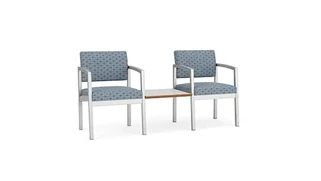 Lobby & Guest Chairs - Metal Lesro Lenox Steel 2 Chairs with Center Connecting Table - Pattern Fabric