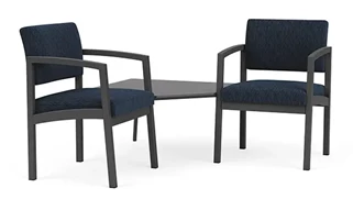 Lobby & Guest Chairs - Metal Lesro Lenox Steel 2 Chairs with Corner Connecting Table - Pattern Fabric