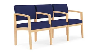 Lobby & Guest Chairs - Wood Lesro Lenox Wood 3 Seats with Center Arms - Standard Upholstery