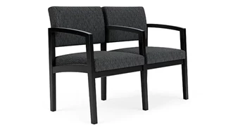 Lobby & Guest Chairs - Wood Lesro Lenox Wood 2 Seats with Center Arm - Pattern Upholstery
