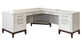 L Shaped Double Pedestal Desks Martin Furniture Executive L-Desk & Return