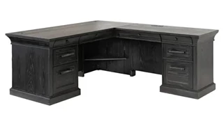 L Shaped Double Pedestal Desks Martin Furniture Traditional Executive Wood Double Pedestal L-Desk