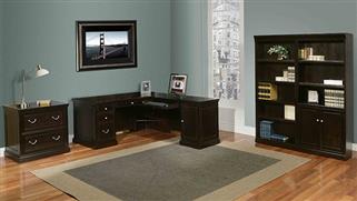 Executive Desks Martin Furniture L Desk with File & Bookcase Storage