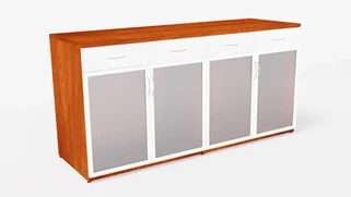 Storage Credenzas WFB Designs 72in W x 24in D x 36in H Two-Tone Buffet Credenza with Glass Doors