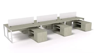 Benching WFB Designs 6 Person Benching Workstation with Low Storage
