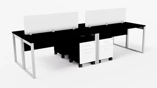 Benching WFB Designs 4 Person Benching Workstation with Mobile File Cabinets