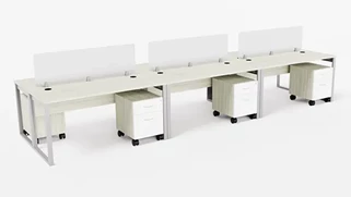 Benching WFB Designs 6 Person Benching Workstation with Mobile File Cabinets