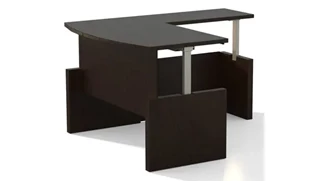 Standing Desks - Electronically Adjustable Mayline Office Furniture Height-Adjustable 6ft Bow Front L-Desk