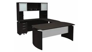 U Shaped Desks with Hutch Mayline 72" U Shaped Desk with Hutch