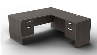 L Shaped Desks WFB Designs 60in x 78in L-Shape Double Hanging Pedestal Desk