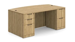 Stand-Alone Double Pedestal Desks WFB Designs 66in Bow Front Double Pedestal Desk