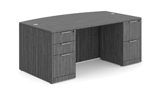 Stand-Alone Double Pedestal Desks WFB Designs 72in Bow Front Double Pedestal Desk