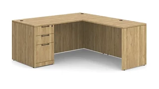 L Shaped Single Pedestal Desks WFB Designs 66in W x 72in D Single Pedestal L-Desk