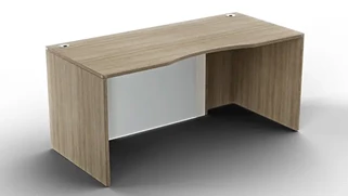 Stand-Alone Desk Shells WFB Designs 66in x 30in Desk w/ Curve User Side and Glass Modesty Panel