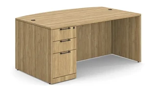 Stand-Alone Single Pedestal Desks WFB Designs 66in x 30/36in Single Pedestal Bow Front Desk
