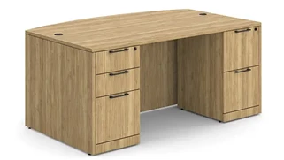 Stand-Alone Double Pedestal Desks WFB Designs 72in x 36/41in Couble Pedestal Bow Front Desk