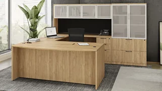 U Shaped Desks with Hutch WFB Designs Bow Front U-Desk Suite with Hutch Storage Cabinet and Lateral File