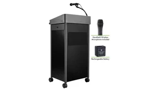Lecterns National Public Seating Lectern with Sound, Rechargeable Battery, Wireless Handheld Mic