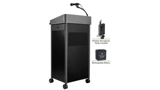Lecterns National Public Seating Lectern with Sound, Rechargeable Battery, Wireless Tie Clip Mic