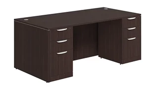 Stand-Alone Double Pedestal Desks PBD Furniture Double Pedestal Desk 60in x 30in Laminate with 2 Box/Box/File Pedestals