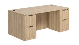 Stand-Alone Double Pedestal Desks PBD Furniture Double Pedestal Desk 60in x 30in Laminate with 2 File/File Pedestals