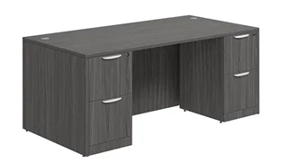 Stand-Alone Double Pedestal Desks PBD Furniture Double Pedestal Desk 71in x 30in Laminate with 2 File/File Pedestals