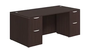 Stand-Alone Double Pedestal Desks PBD Furniture Double Pedestal Desk 71in x 36in Laminate with 2 File/File Pedestals