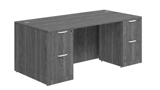 Stand-Alone Double Pedestal Desks PBD Furniture Double Pedestal Desk 60in x 24in Laminate with 2 File/File Pedestals