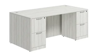 Stand-Alone Double Pedestal Desks PBD Furniture Double Pedestal Desk 66in x 24in Laminate with 2 File/File Pedestals