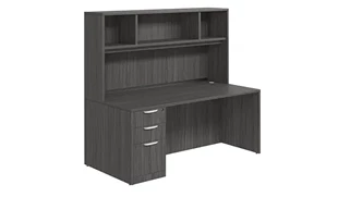 Stand-Alone Desks with Hutch PBD Furniture Single Pedestal Desk 60in x 30in Laminate with Open Hutch
