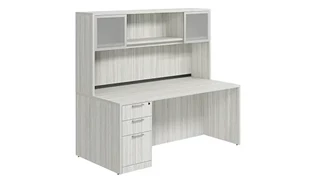 Stand-Alone Desks with Hutch PBD Furniture Single Pedestal Desk 71in x 30in Laminate with 2 Door Hutch