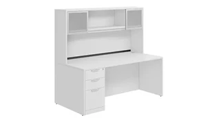 Stand-Alone Desks with Hutch PBD Furniture Single Pedestal Desk 71in x 36in Laminate with 2 Door Hutch