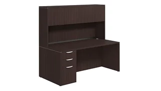 Stand-Alone Desks with Hutch PBD Furniture Single Pedestal Desk 60in x 30in Laminate with 4 Door Hutch